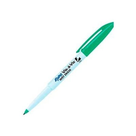 SANFORD Sanford® Vis-a-Vis Wet-Erase Overhead Transparency Marker, Fine, Green Ink, Dozen 16004